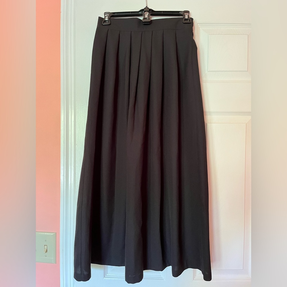 Black Pleated Midi Skirt